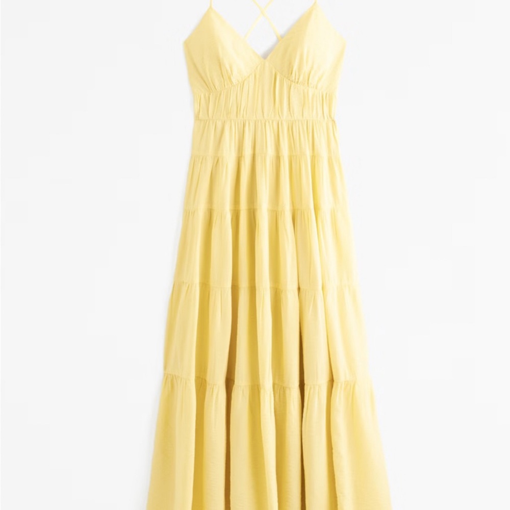 Abercrombie Flowy Tier Maxi Dress- Yellow, Size M